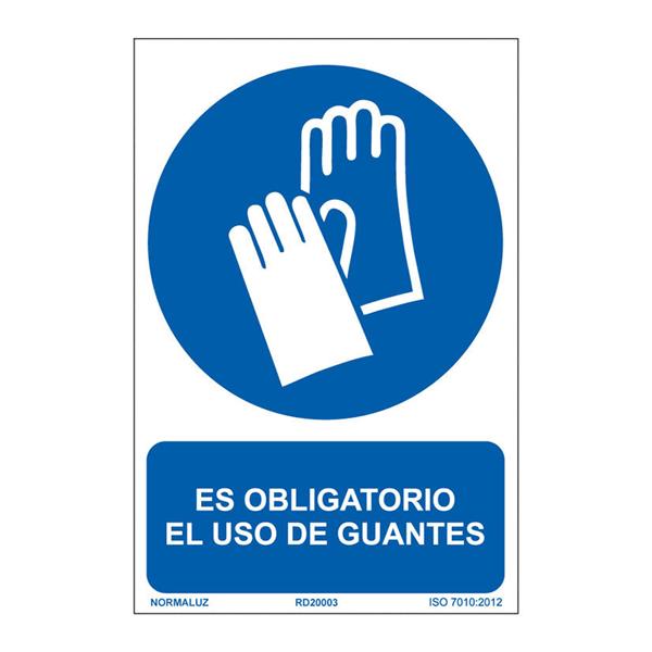 SEÑAL OBLIG EL USO DE GUANTES PVC 0,7mm 210X300mm