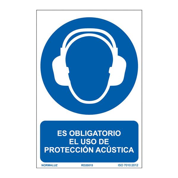 SEÑAL OBLIG USO DE PROTECCCION ACUSTICA PVC 0,7mm 210X300mm