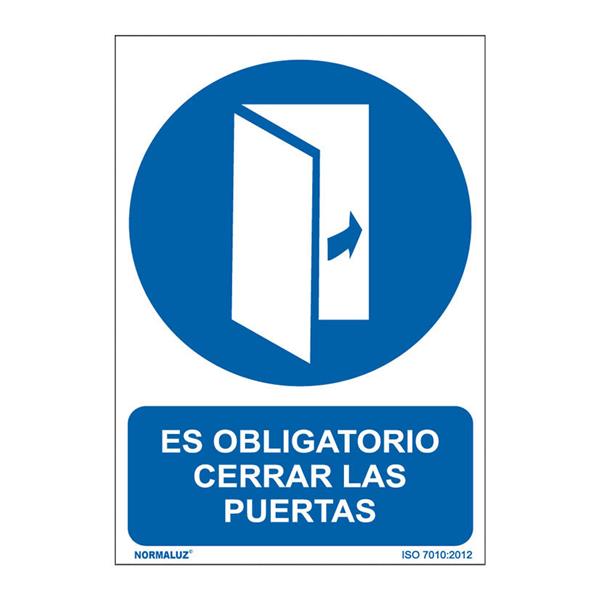 SEÑAL OBLIGATORIO CERRAR LAS PUERTAS PVC 0,7mm 210X300mm